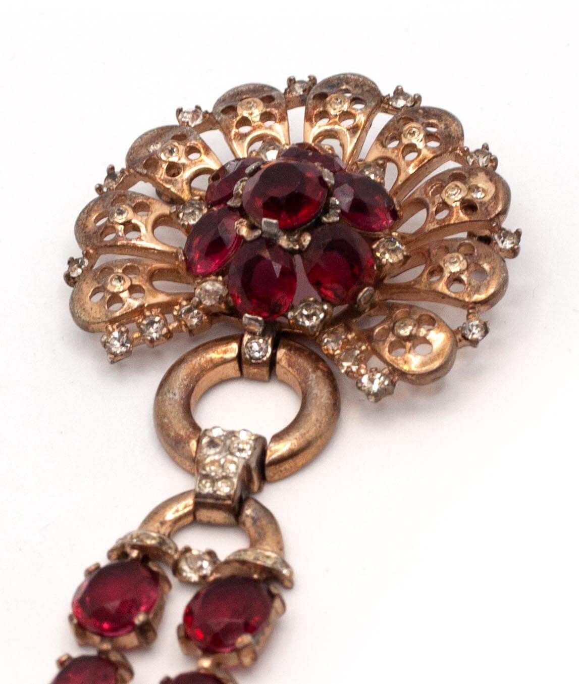 Sterling Trifari Red and Silver Vermeil Brooch | Gadelles Vintage