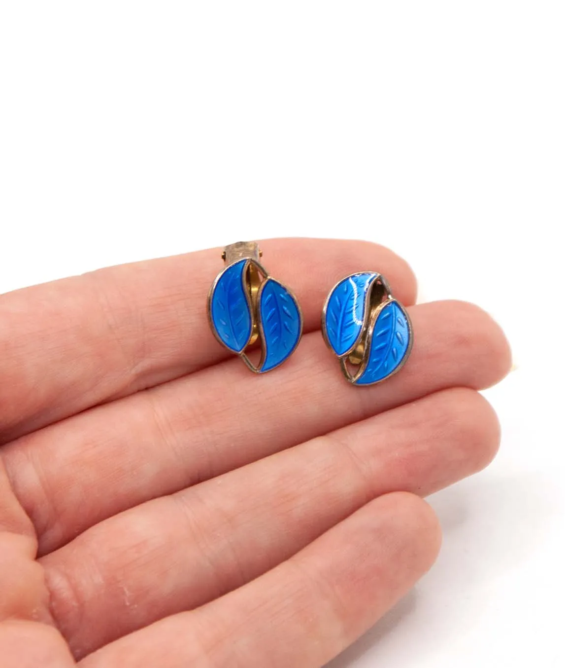 Blue Enamel hotsell Leaf Earrings David Andersen Sterling Silver