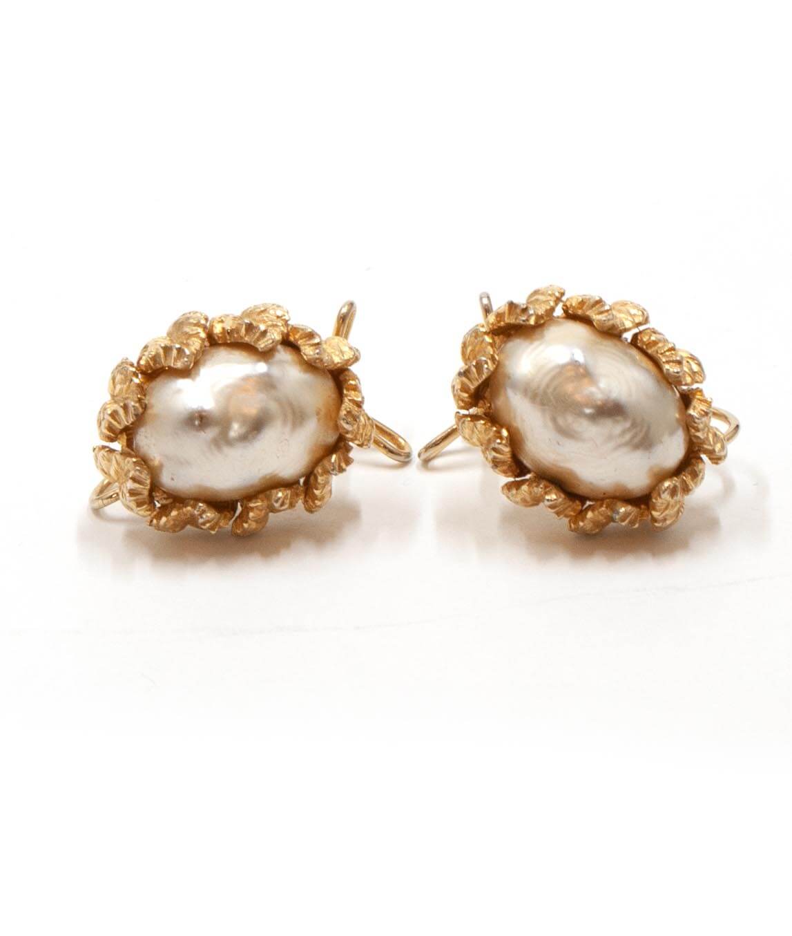 Vintage Baroque Pearl Wingback Earrings | Gadelles Vintage