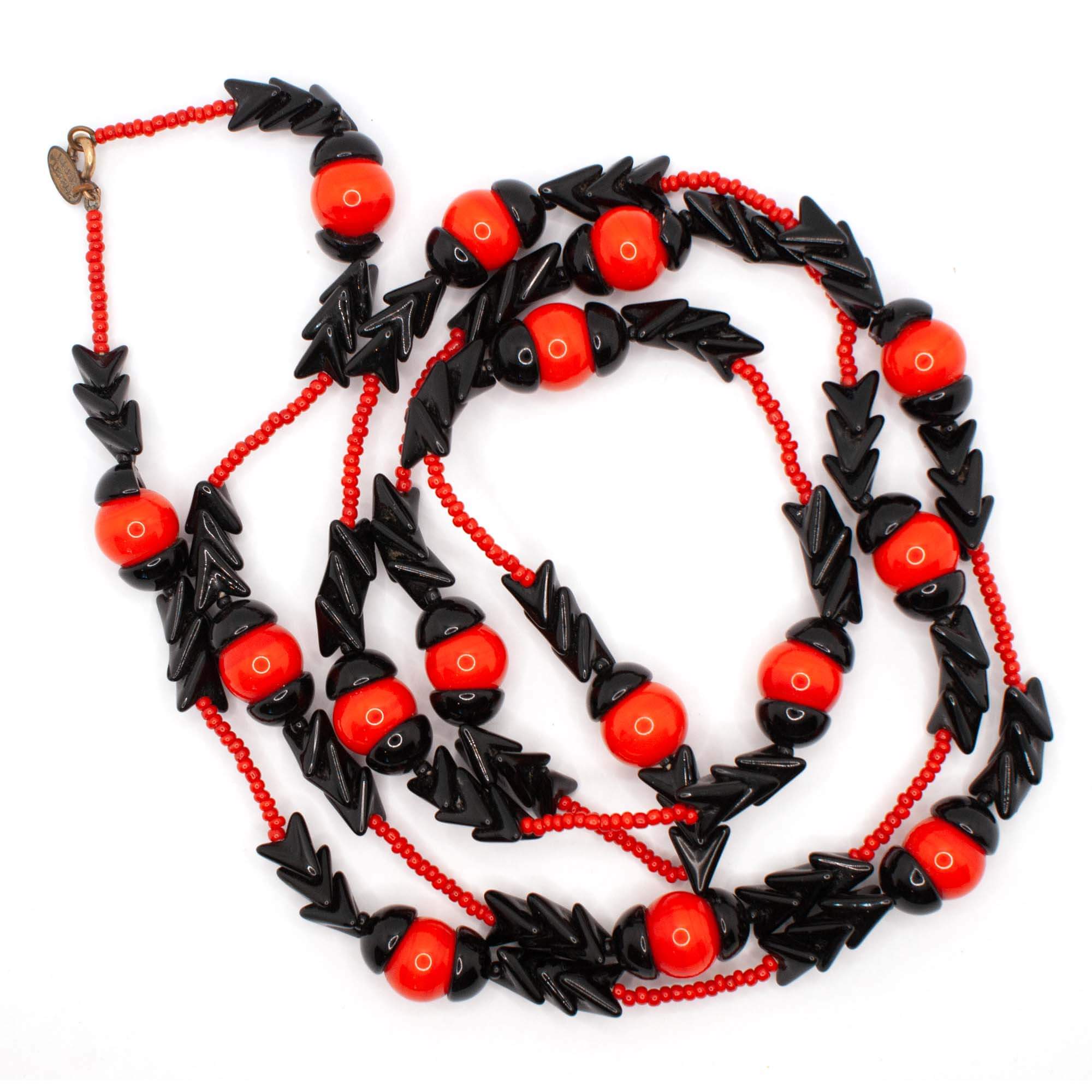 Red & Black Mix Necklace by Sher Berman (Beaded Necklace) | Artful Home